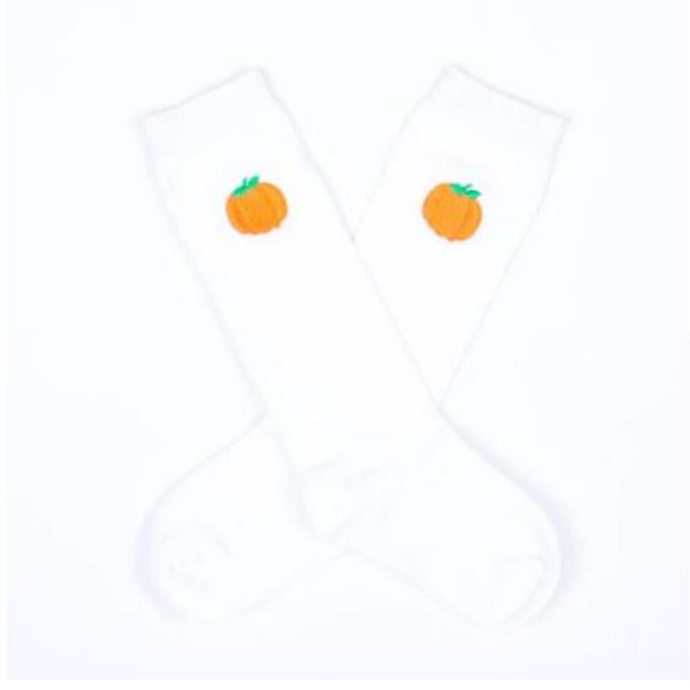 Classic Whimsy Embroidered Knee High Socks in Pumpkin, size 3-7T